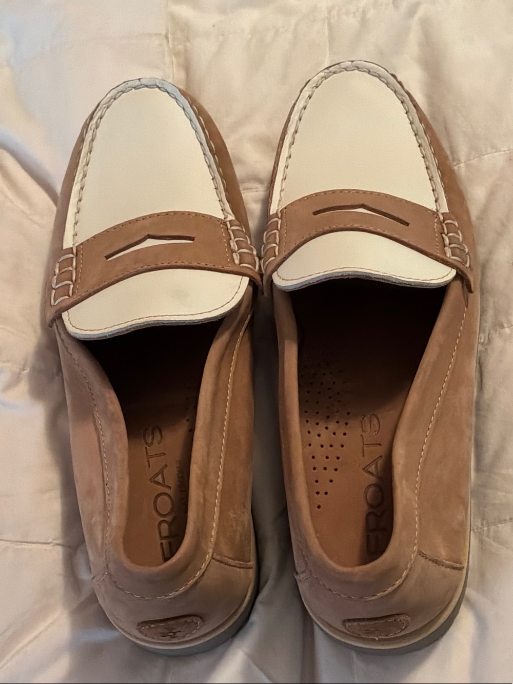 Froats Men's Two-Tone Tan and White Penny Loafers